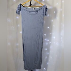 Chic Off-Shoulder Midi Dress in Light Blue